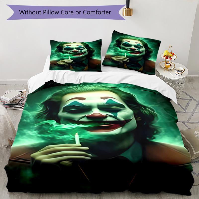 3pcs Joker Character Pattern Bedding Set Duvet Cover Set Includes Duvet Cover &pillowcases, Perfect All Season Bedroom Decoration & Gift