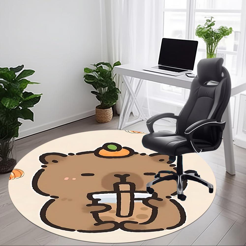 1pc Cute Capybara Chair Carpet for Office, Soft Flannel Throw Mat, Perfect for Office,Holiday Party Decoration Choice yy251113038