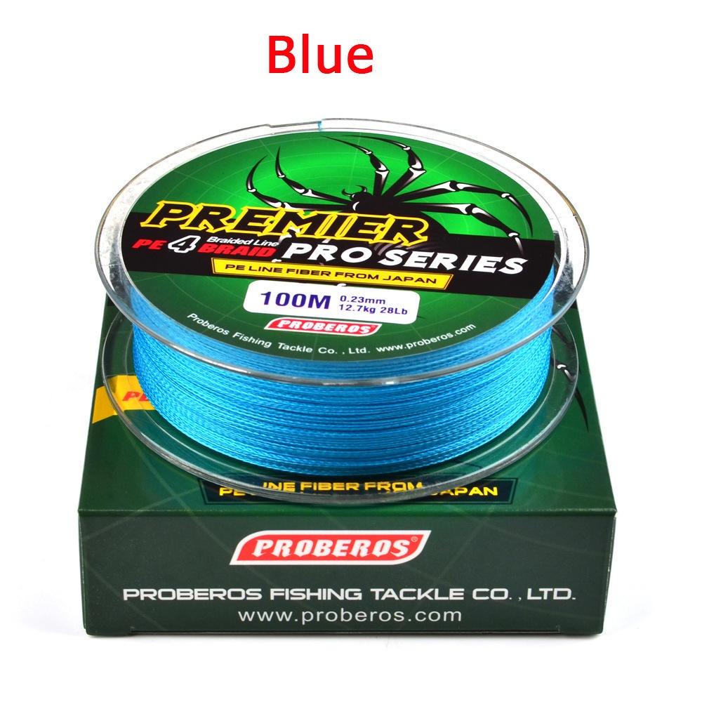 

4strands Pe 1pcs Line Braided 100m Fishing Line Multifilament Wire Accessories 1.0/15LB синий