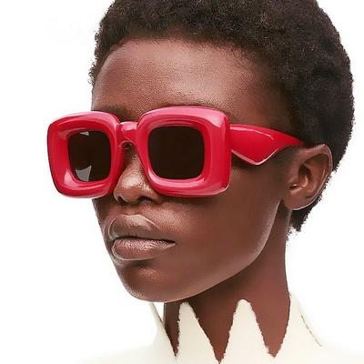 Lunettes de Soleil Carrées Couleur Bonbon Uniques Uv400 Rouge Jaune Lunettes de Soleil pour Femmes