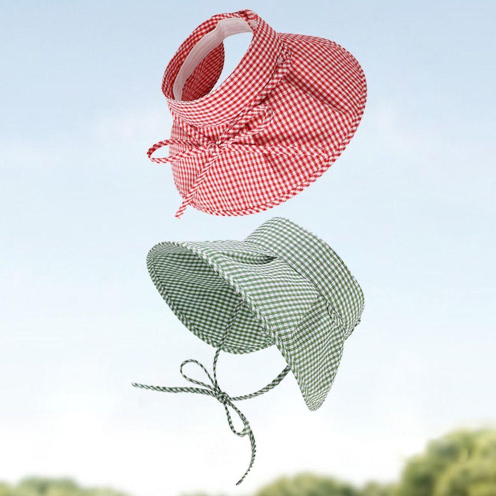 Plaid Print Sun Protection Hats Foldable Wide Brim Sunhat Leisure Summer Fisherman Cap Outdoor