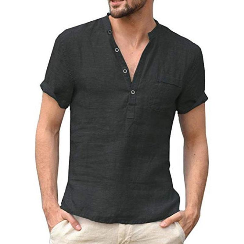 Half-collar Polo Shirt Short Sleeve T-shirt Men's Ins Loose Lapel Five-quarter Sleeve Shirt