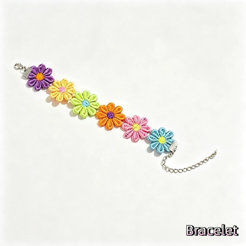 Stretchy Band Crochet Flower Headband Cute Colorful Design Comfortable Fit for Teen Girls Summer Sports Outdoor Activities