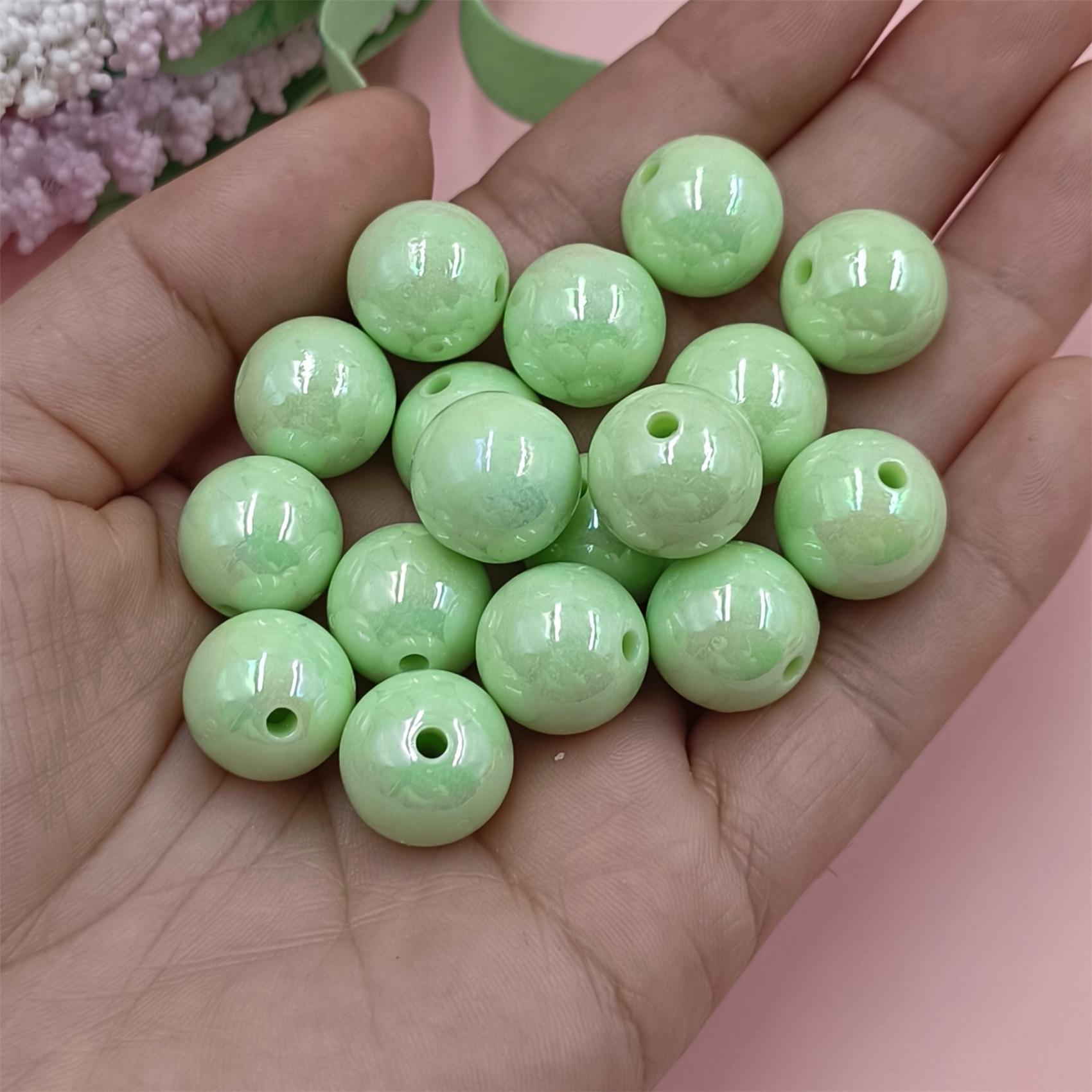 

30 шт. свободные бусины AB Magic Color 14 мм, круглые аксессуары, модные акриловые серьги-браслеты «сделай сам», изготовление ювелирных изделий, материалы ручной работы светло-зеленый