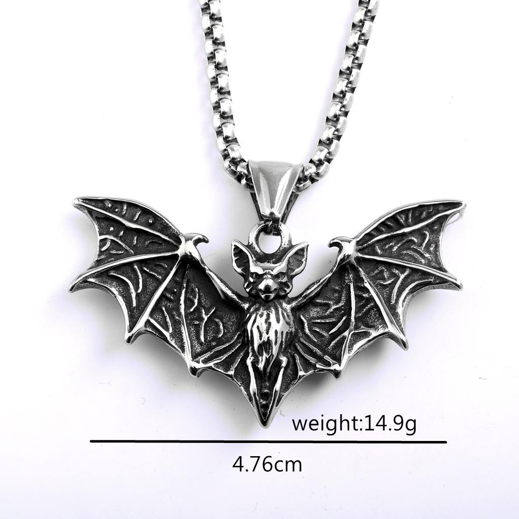 Unisex Stainless Steel Bat Pendant Necklace - Punk Halloween Gift