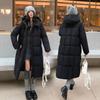 Winter Hooded Long Coat Thickened Loose Cotton Jacket for Women Students Knee Length Warm Outwear