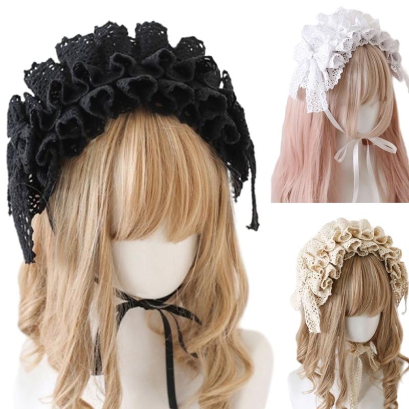 Beautiful Gothic Maid Headpieces Bowknot Headpiece Cosplay Headbands Perfect for Parties Weddings and Photoshoots