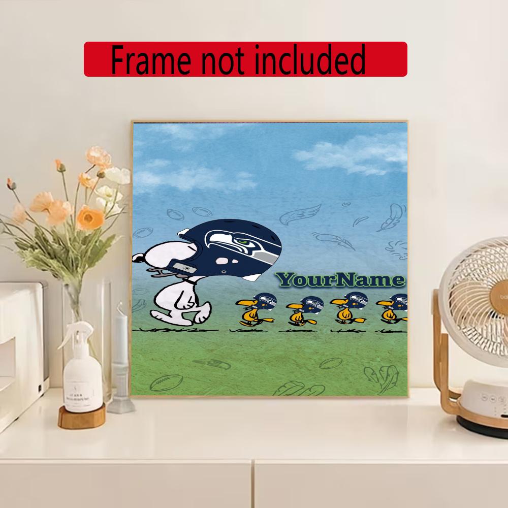 Seattle Seahawks Personalized Name Round Diamond Painting Kit Diamond Embroidery Painting Rhinestones Mosaic Frameless Handwork Decoration Arts