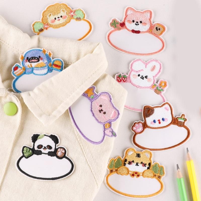 8 Stück Cartoon Tier Leere Namens Stickaufnäher Reparaturflicken Aufbügler Bär Nähflicken für Kleidung Schuhe