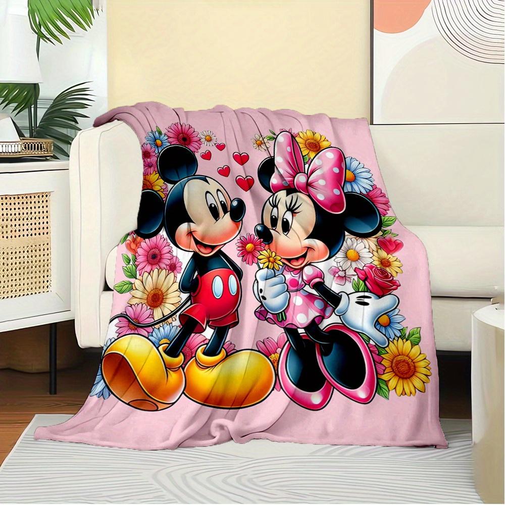 1pc Throw Blanket - Mickey Mouse Minnie Mouse Flower Heart Love Valentine