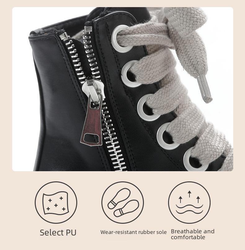 Botas Curtas de Couro Estilo Faculdade Moda Transfronteiriça