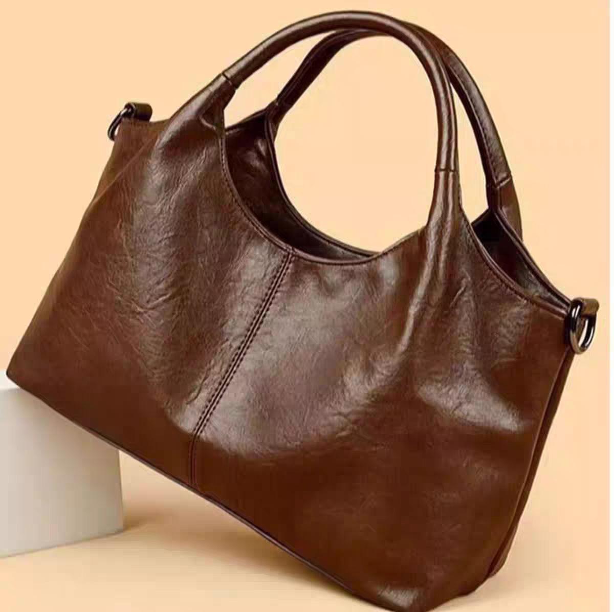 

Women s large-capacity handbag shoulder messenger bag women s bag mother shopping soft leather bag bucket bag темно-коричневого