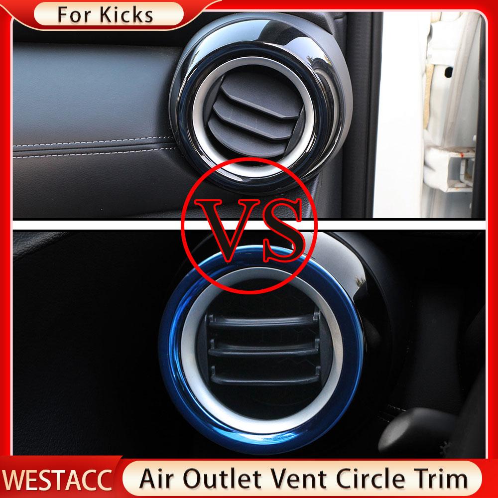2Pcs Stainless Steel Car Front Side Air Conditioning Vent Outlet Cover Trim Sticker for Nissan Kicks 2017 - 