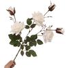 3 Head Simulation Rose Flower Luxury Fake Flowers Artificial Rose Branch  Outdoor Garden Decor