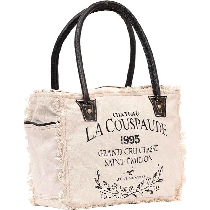 Canvas Hand Bag & Cowhide Tote Bag Radiant Upcycled Canvas & Cowhide Leather Bag for Women