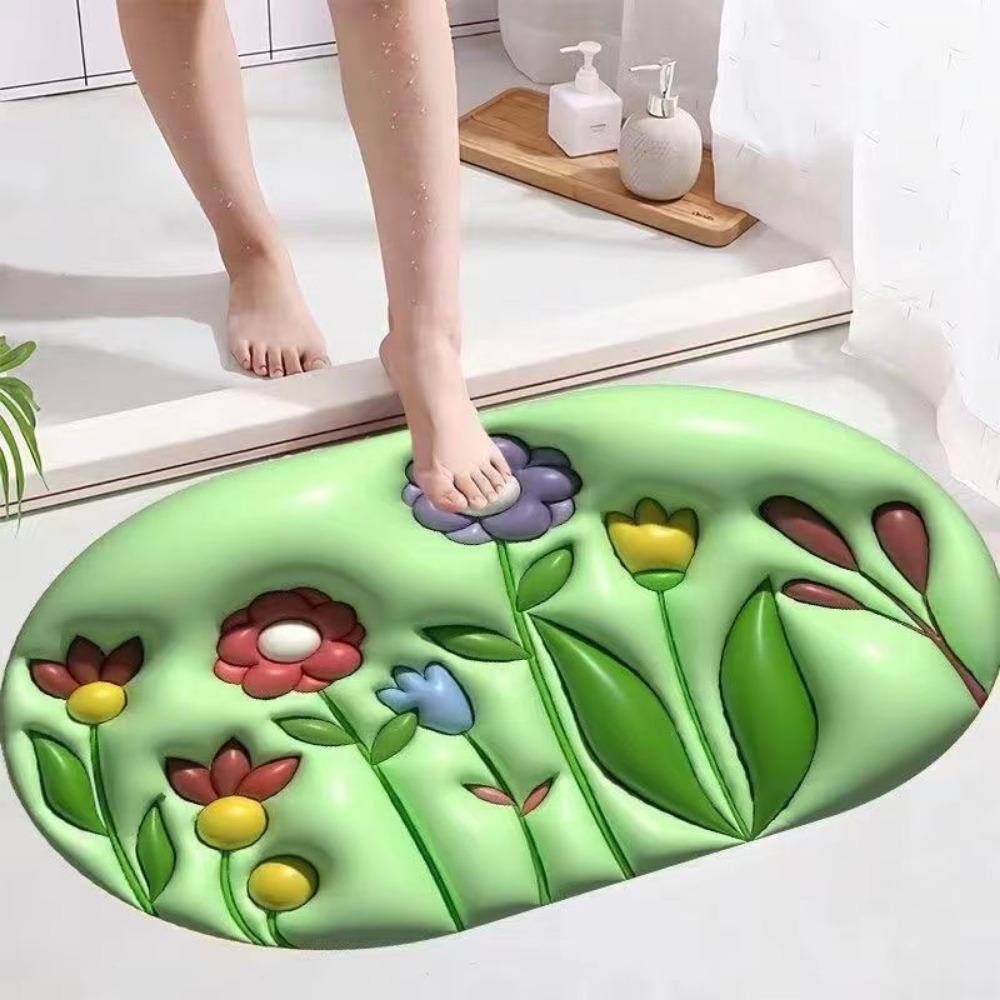 3D Three-dimensional Expansion Flower Soft Drain Floor Mat Bathroom Non-slip Mat Toilet Floor Mat