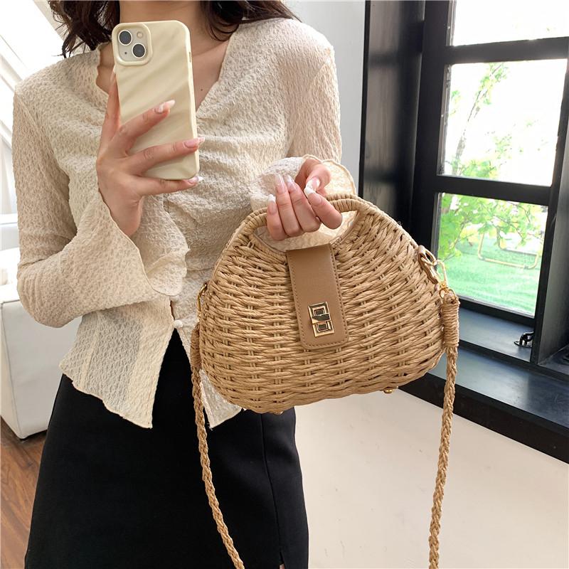 Women's Straw Beach Bag Wicker Shoulder Bag Crossbody Bag Small Feminine Luxury