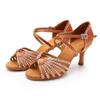Women's Satin Latin Dancing Shoes Salsa Party Ballroom Dancing Shoes High Heeled 7cm