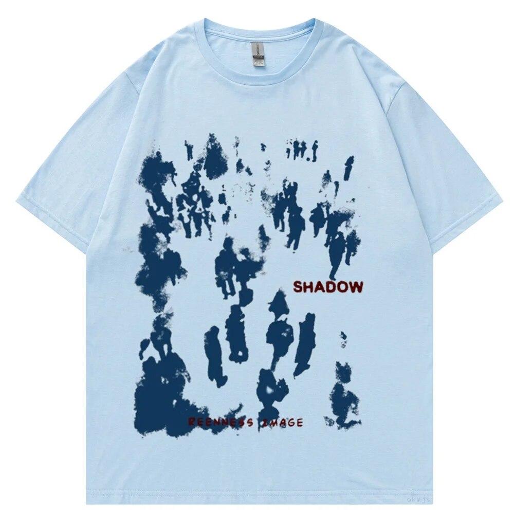 

Летние футболки унисекс с короткими рукавами в стиле хип-хоп, футболки с теневым принтом, новая уличная одежда, Harajuku, повседневные топы унисекс из 100% хлопка, футболки 2XL