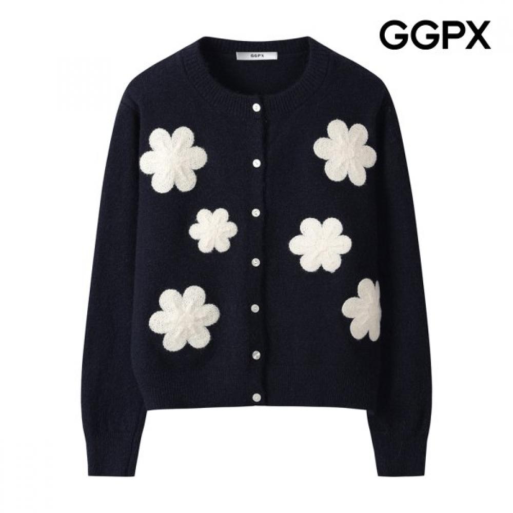 Big Flower Knit Cardigan  Gpakg010f Grey/F