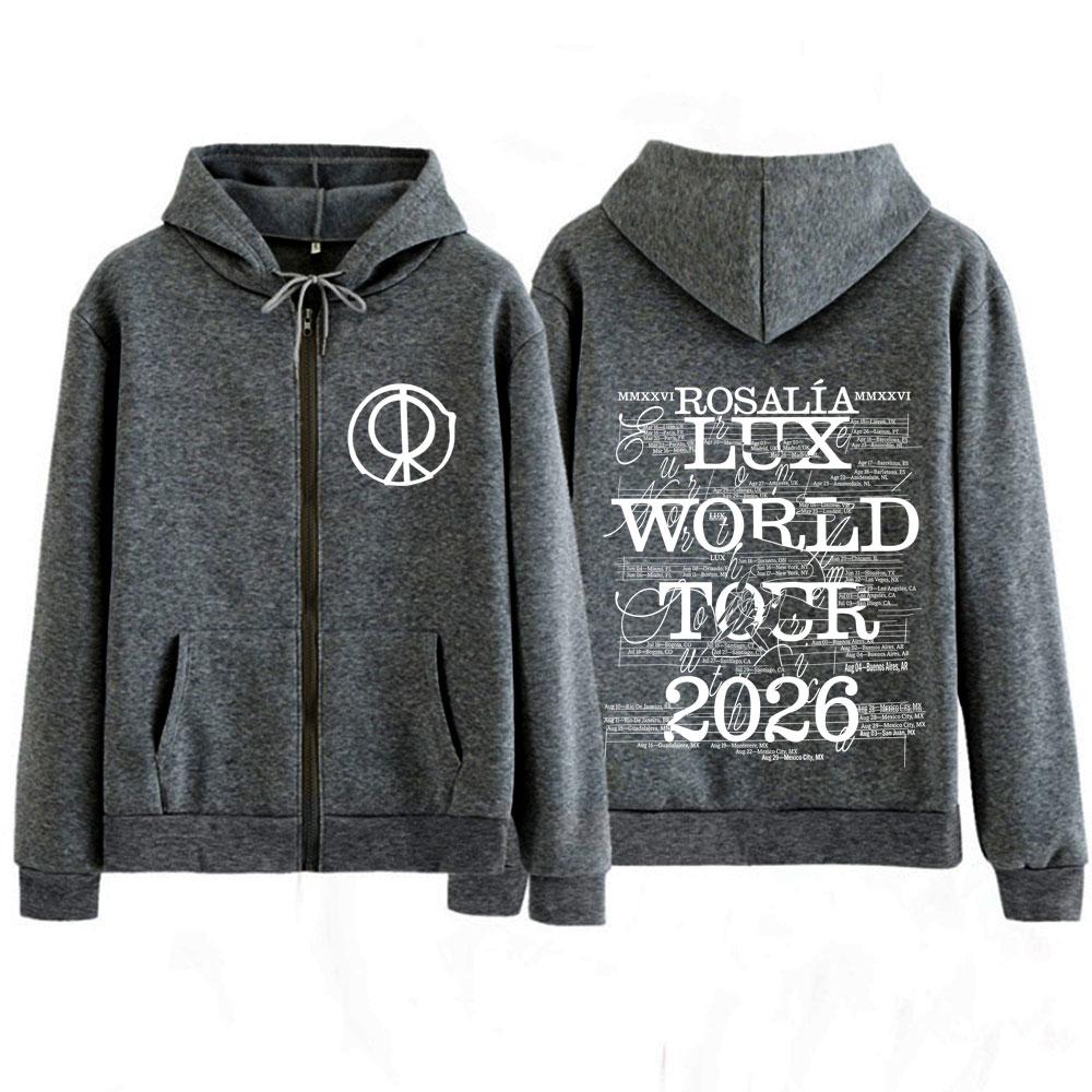 Singer Rosalia Lux Album Tour Print Graphic Zipper Hoodie Men Women Fashion Pullover Long Sleeves Tracksuit
