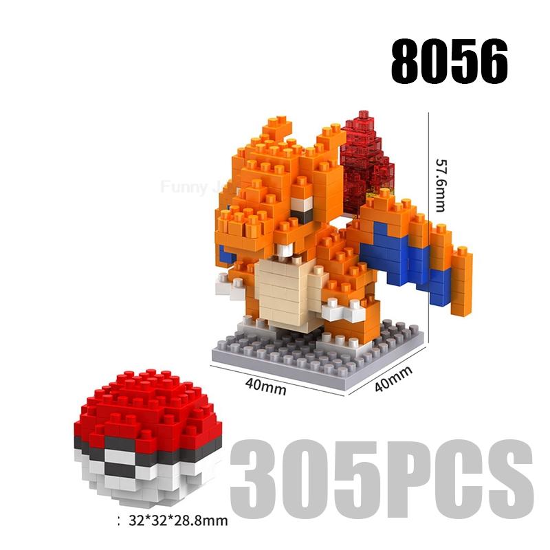 Funny Pokemon Building Blocks Assembly Anime Picachu Charizard Doll Blastoise Bulbasaur Gengar Pokémon Bricks Toy for Kid Gift