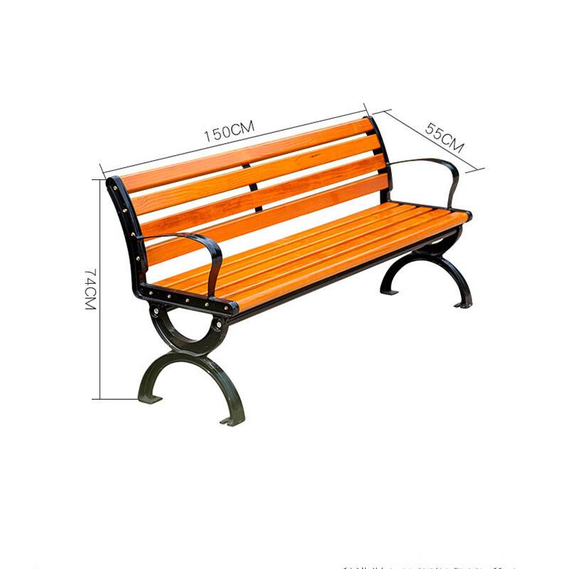 Outdoor Garden Wrought Iron & Wood Bench