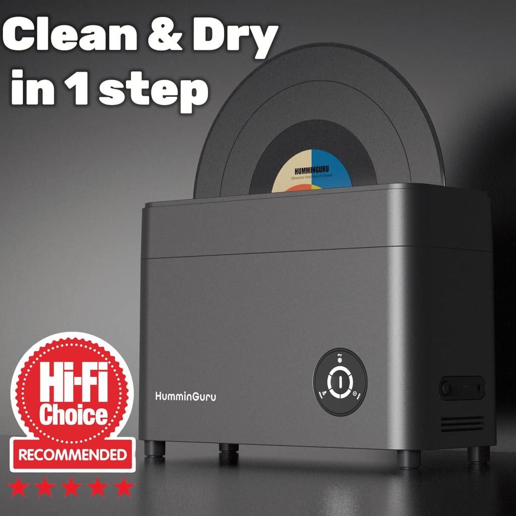 HumminGuru Ultrasonic Vinyl Record Cleaner with and Adapters HG-01 7" 10" (HG01, 7"/10"/12")