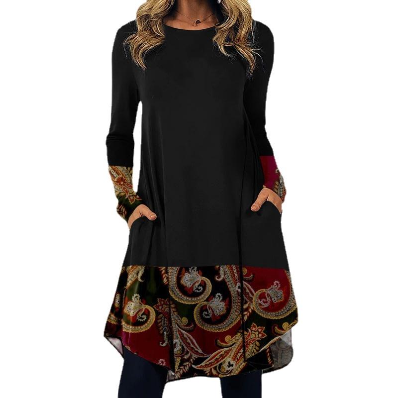 EastRogue Women's Fashion Spring Autumn Long Sleeve O-Neck Casual Dresses