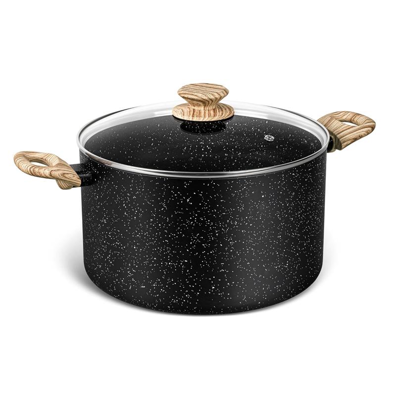 MICHELANGELO 5-литровая кастрюля для супа с крышкой, кухонная кастрюля, многофункциональная сковорода с антипригарным покрытием и ручкой под дерево, кастрюля для тушения