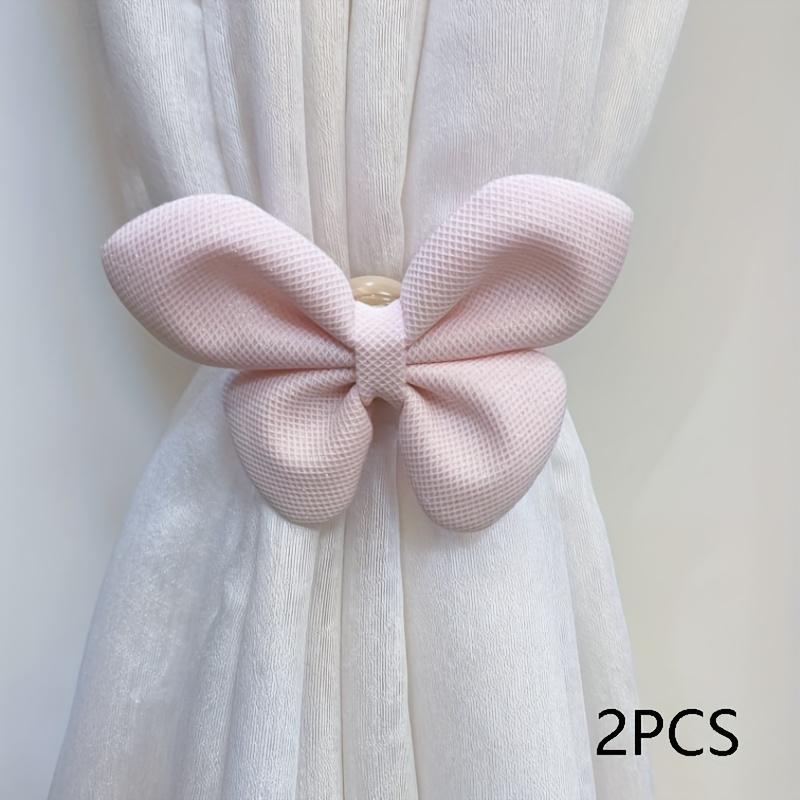 

2Pcs Stylish Curtain Holders Ideal for Women Bedrooms, Decorative Drapery Holders - Curtain Fasteners for Home Decoration, Bow-Shaped Holders рожевий
