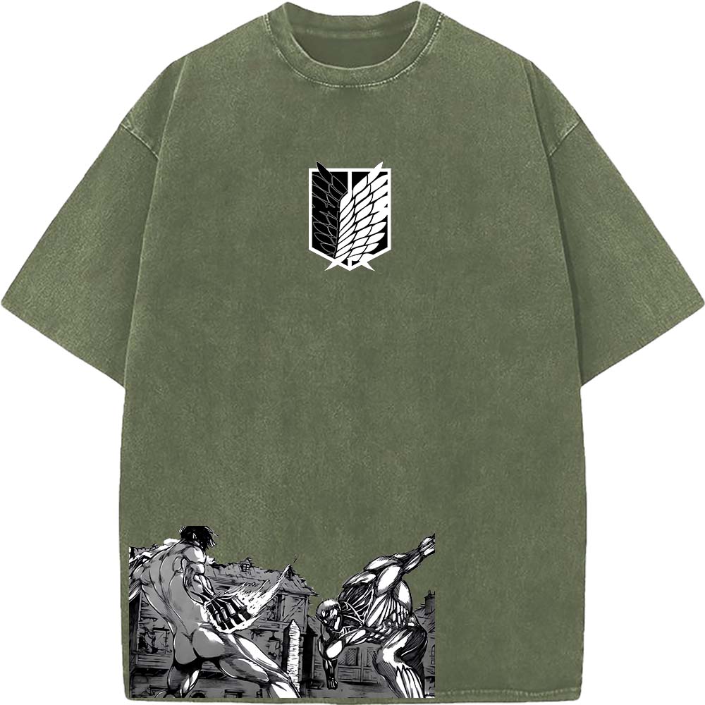 Attack On Titan Eren Shingeki No Kyojin Reiner Yoroi No Kyojin Tee Men Washed Cotton T-shirts Casual T Shirt Harajuku Tshirt