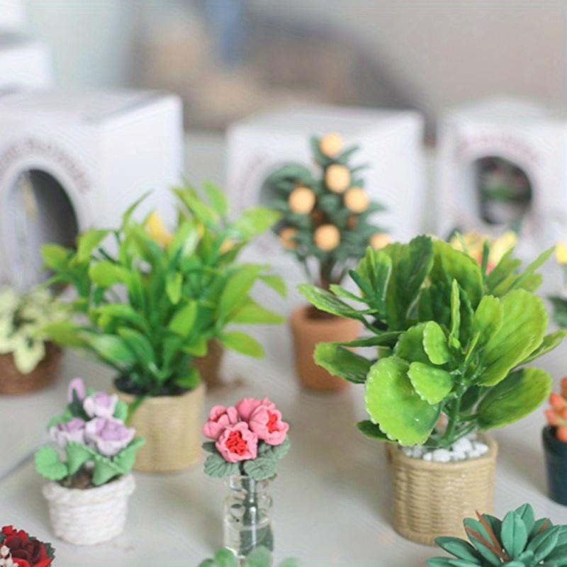 1pc Artificial Tiny Greenery Ornament Mini Potted Plant Mini Model Dollhouse Accessories