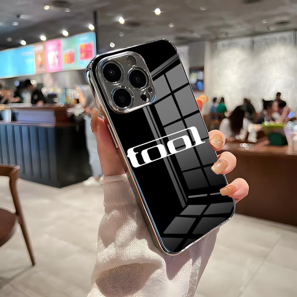 T-TOOL Rock Band Phone Case For IPhone 17 Pro Max 15 Pro 16 14 Plus 12 13 Mini 11 Pro Shockproof Electroplated Glass Cover