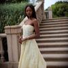 Women White & Pink Floral Print V Neck Ruffle Sleeve Tie Waist Split Maxi Dress