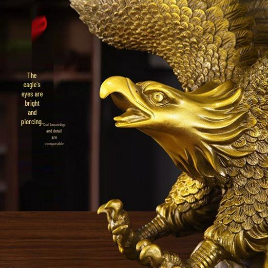 Majestic Brass Eagle Ornament - Tong Rui Xiang Great Peng Spreading Wings Copper Decoration