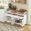 Buffet Sideboard 140cm with Storage Space, Coffee Bar with 3 Drawers, Country Style Console with Doors, Cupboards with Shelves, Suitable for Kitchen,