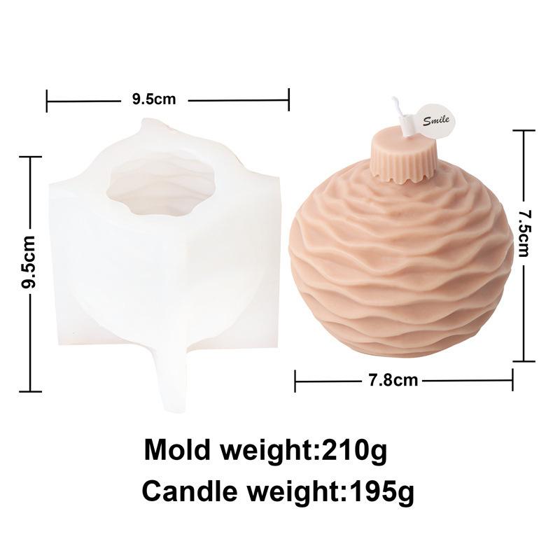 Multiform Striated Sphere Candle Silicone Mold Christmas Ball Gypsum Epoxy Resin Mold DIY Soap Candle Making Festival Home Decor