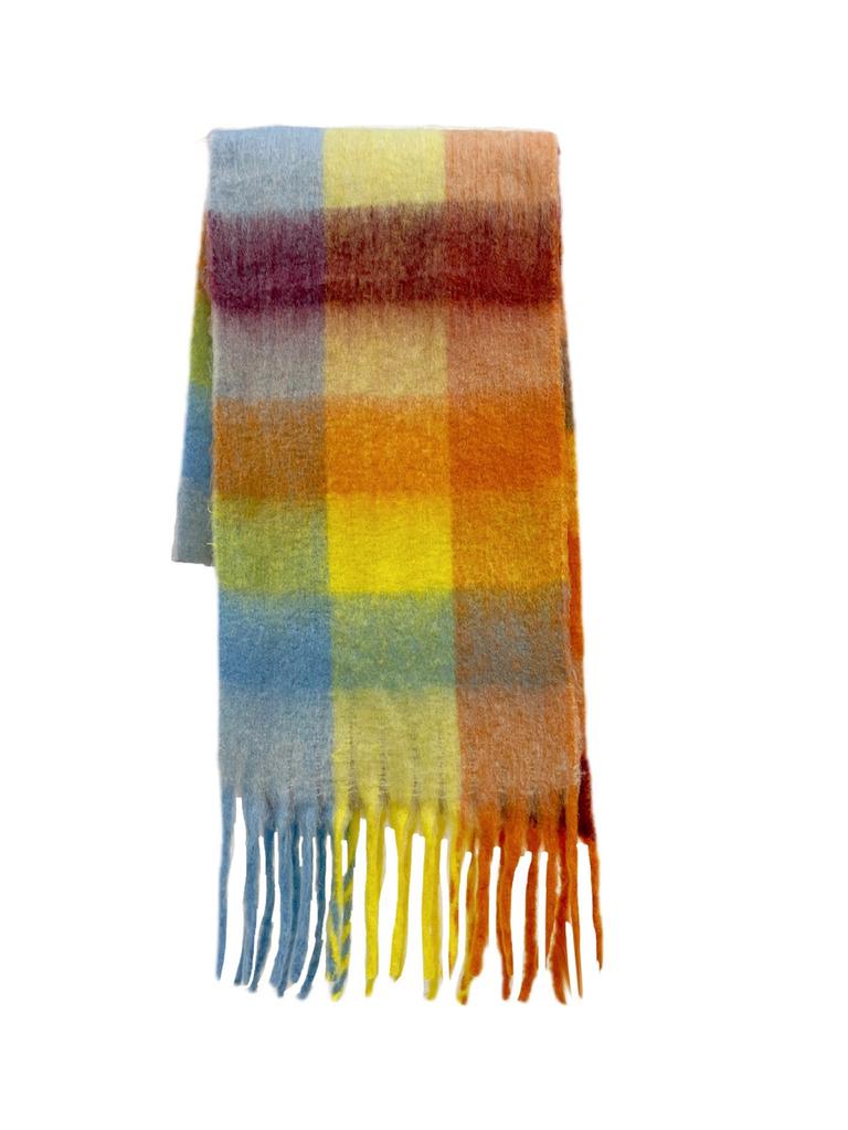 New AC plaid mohair scarf soft waxy warm scarf autumn and winter imitation cashmere shawl women