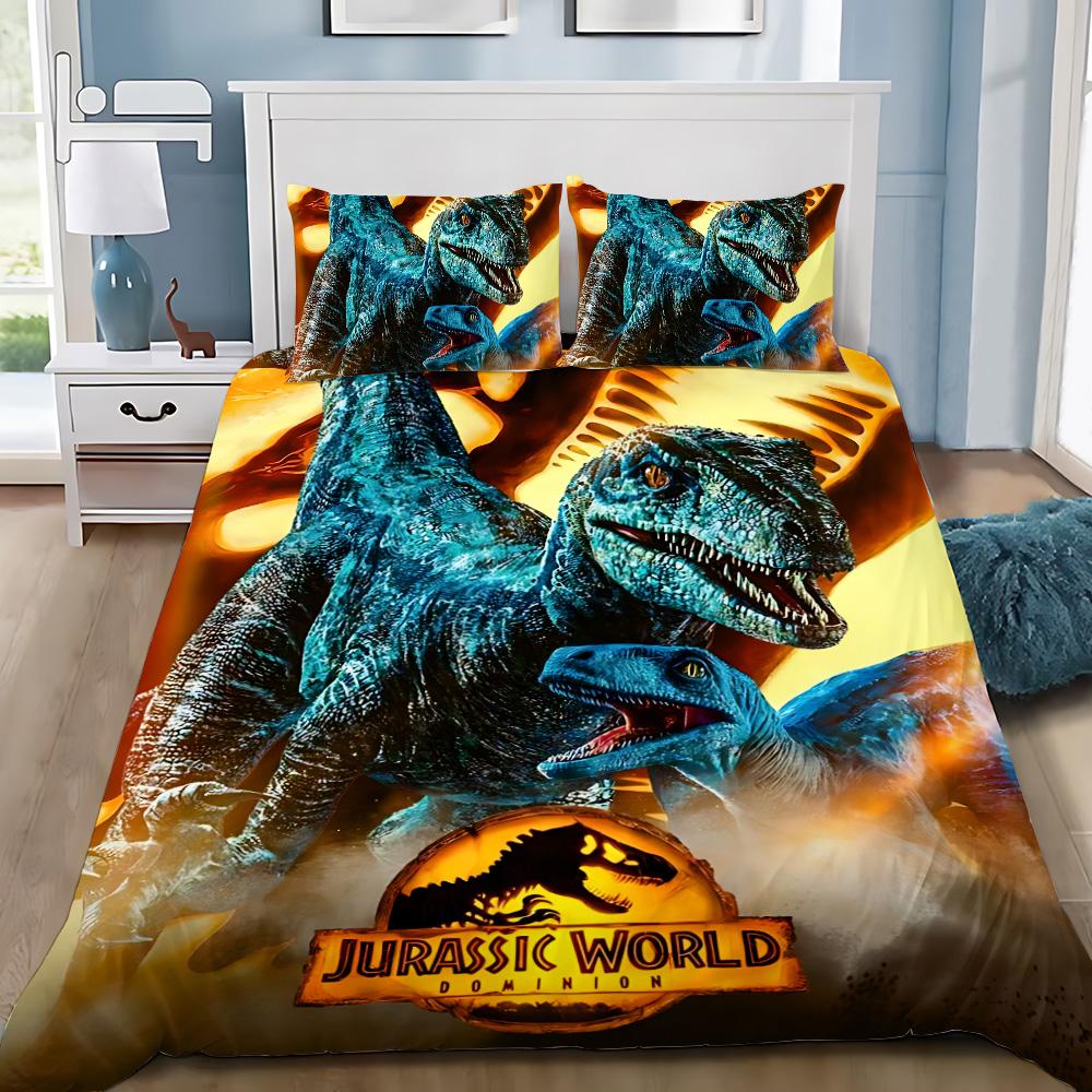 Heet J-Jurassic Dinosaurus Park Wereld Dekbedovertrek Kussensloop Dinosaurus Beddengoed Set Volwassen Jongen Meisje Slaapkamer Decoratie Enkel Dubbel