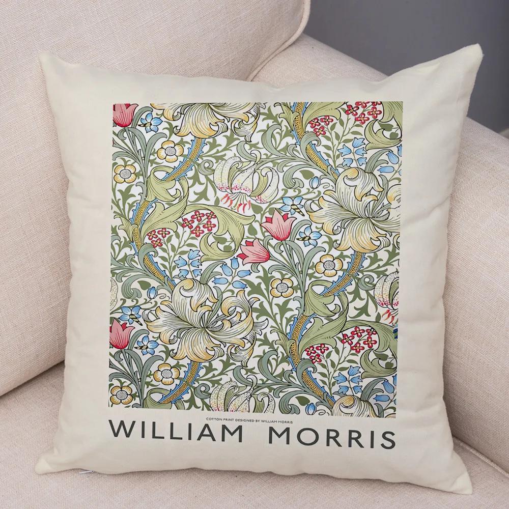 William Morriso Casual Pillowcase Double Print Decor Vintage Flower Boh Pillow Case for Sofa Car Home Plush Nordic Cushion Cover