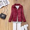Women's Autumn and Winter Large Size Short Standing Collar Jacket Warm Slim Zipper Top Free Storage Bag