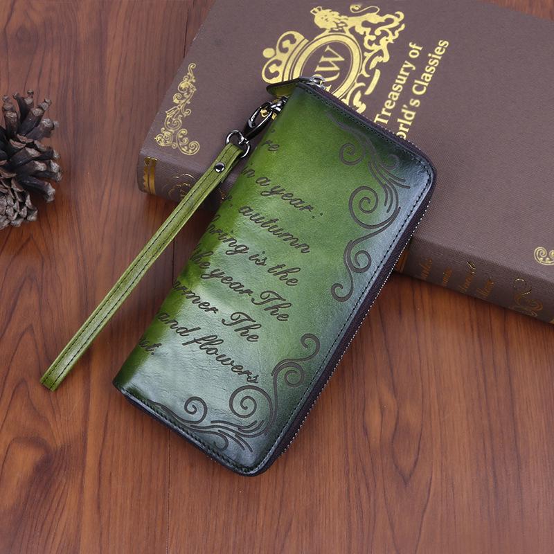 

Retro Style Long Style Women s Hand-held Bag with Leather Toe Cover Layer, Hand Polished Wholesale Bag, Genuine Leather Bag, Wallet