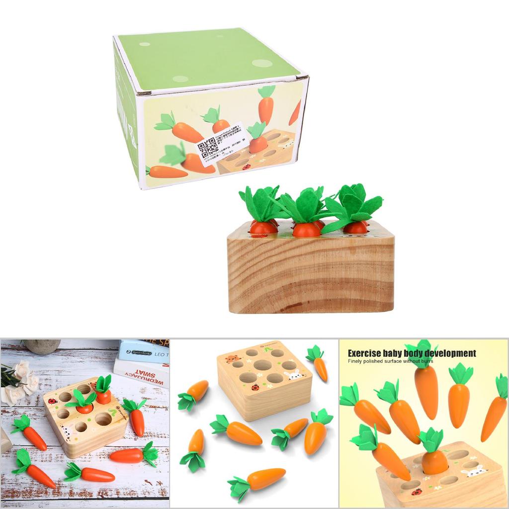 Wooden Pulling Radishes Toy Inserted Carrot Game Children Baby Education ToyPulling Radishes