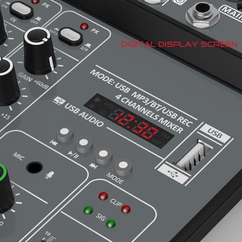 Portable 4 Channel Sound Mixer Built-in Headphone Output Port for Karaoke, Streaming, and Stage Performances