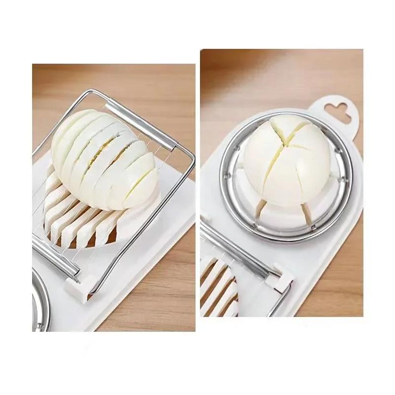 1pc Egg Slicer Stainless Steel Egg Cutter Two-in-one Multi-function Egg Cutter Dual-purpose Preserved Egg Separator  Kitchen