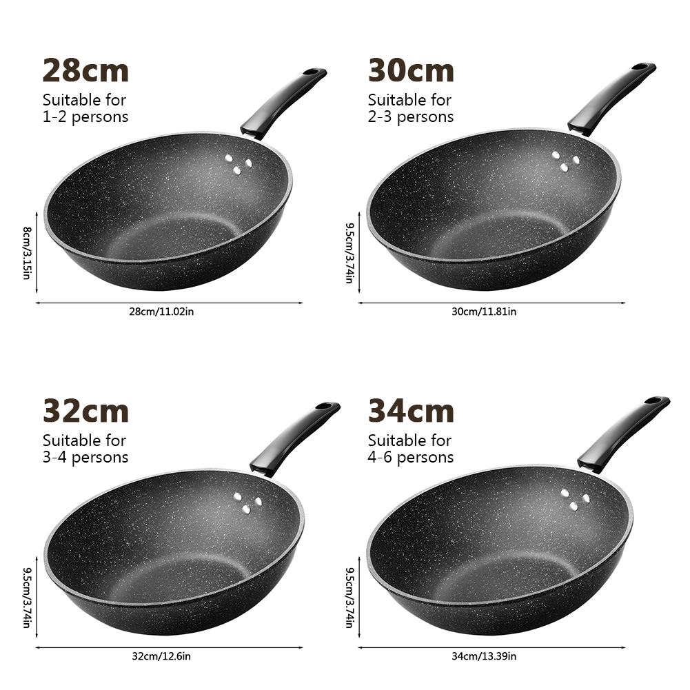 Medical Stone Multifunctional Wok Pan Flat Bottom Universal Skillet Cooking Pan for Induction Cooker Gas Stove