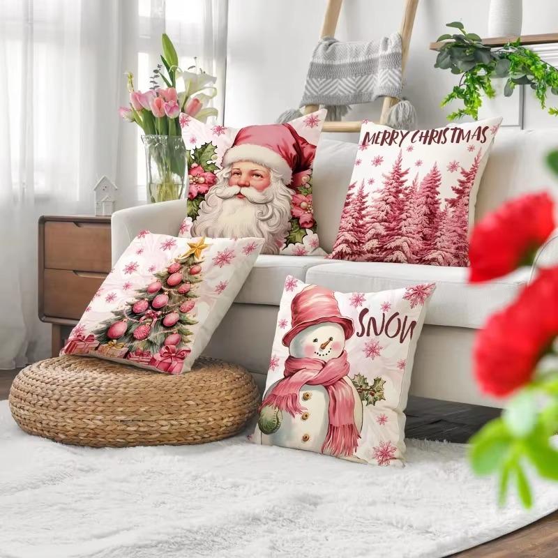 1-5PCS Festive Decorative Christmas Pillow Cover Cushion Case Holiday Sofa Accent Cover for Living Room Winter Party Home Decor