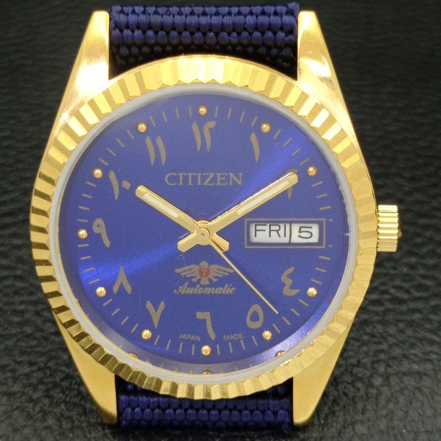 RENOVOVANÉ JAPONSKÉ CITIZEN AUTOMATIC 8200 PÁNSKÉ ARABICKÉ HODINKY S BLUE CIFERNÍKEM a427234-2