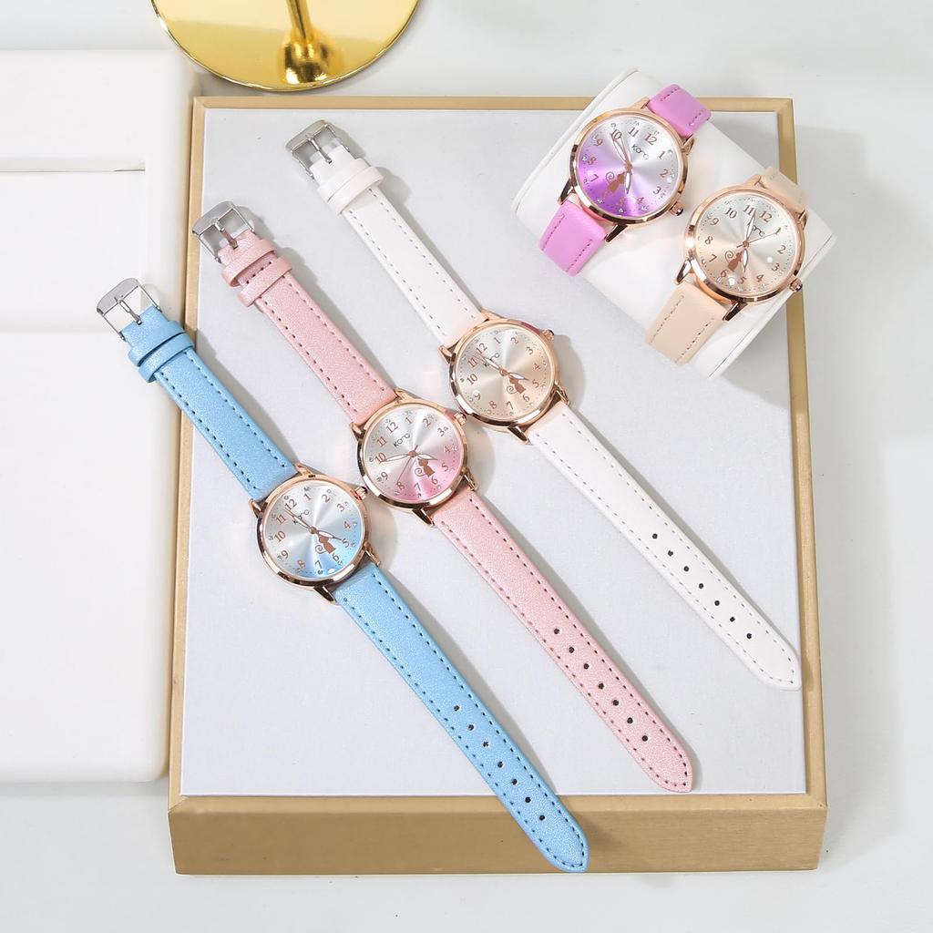 Cute Cat-Print Kids' Watch with Analog Display, Quartz Movement, Perfect for Girls, Children's Day, School Entrance Ceremony, Back-to-School